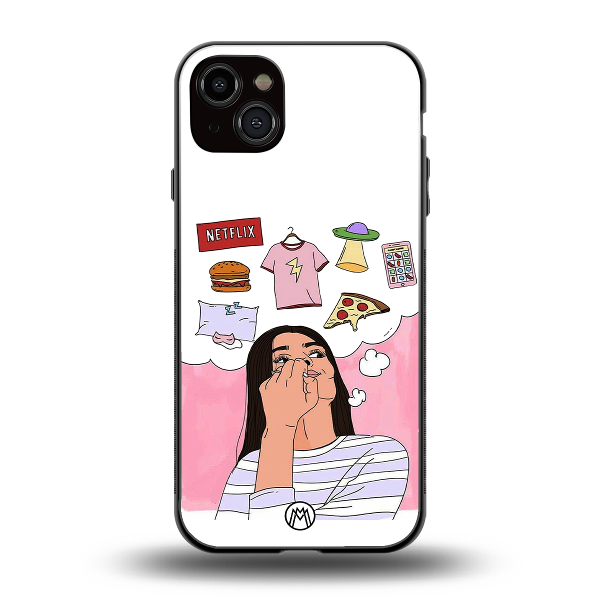 netflix and chill back phone cover | glass case for iphone 15 plus