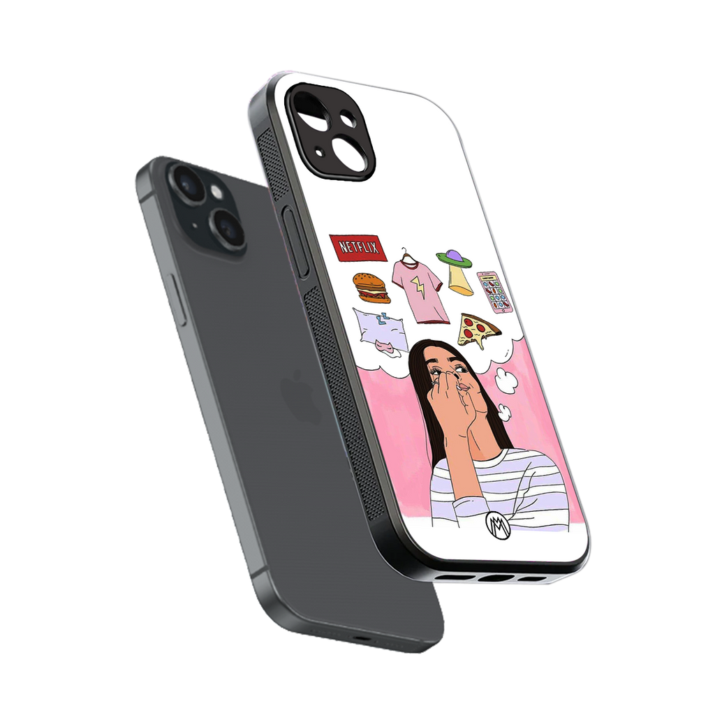 netflix and chill back phone cover | glass case for iphone 15 plus