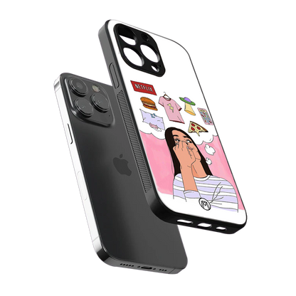 netflix and chill back phone cover | glass case for iphone 15 pro max