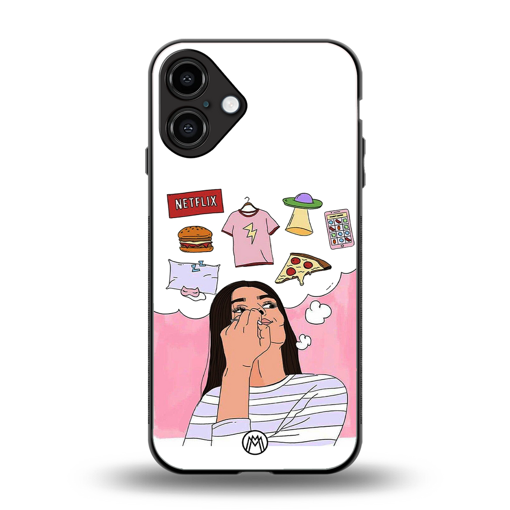netflix and chill back phone cover | glass case for iphone 16 plus