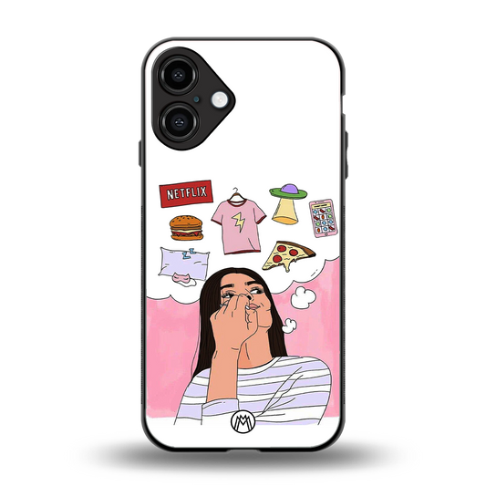 netflix and chill back phone cover | glass case for iphone 16 plus