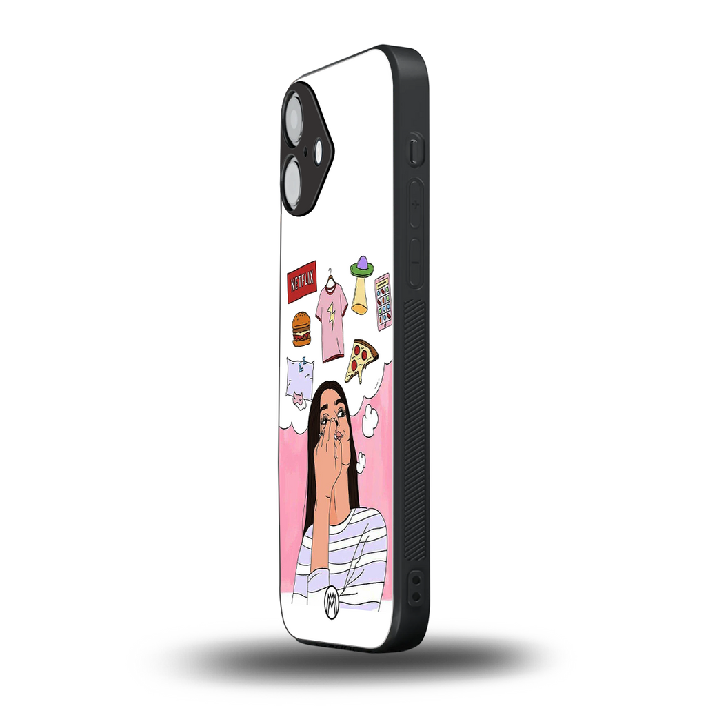 netflix and chill back phone cover | glass case for iphone 16 plus