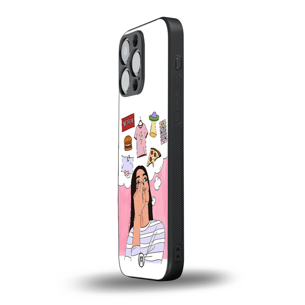 netflix and chill back phone cover | glass case for iphone 16 pro max