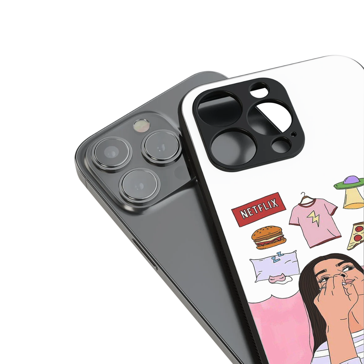 netflix and chill back phone cover | glass case for iphone 16 plus