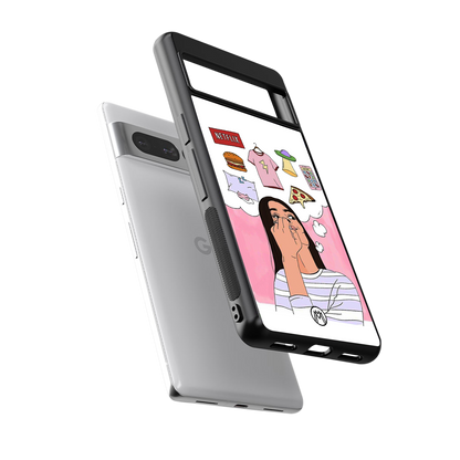 netflix and chill back phone cover | glass case for google pixel 7 pro