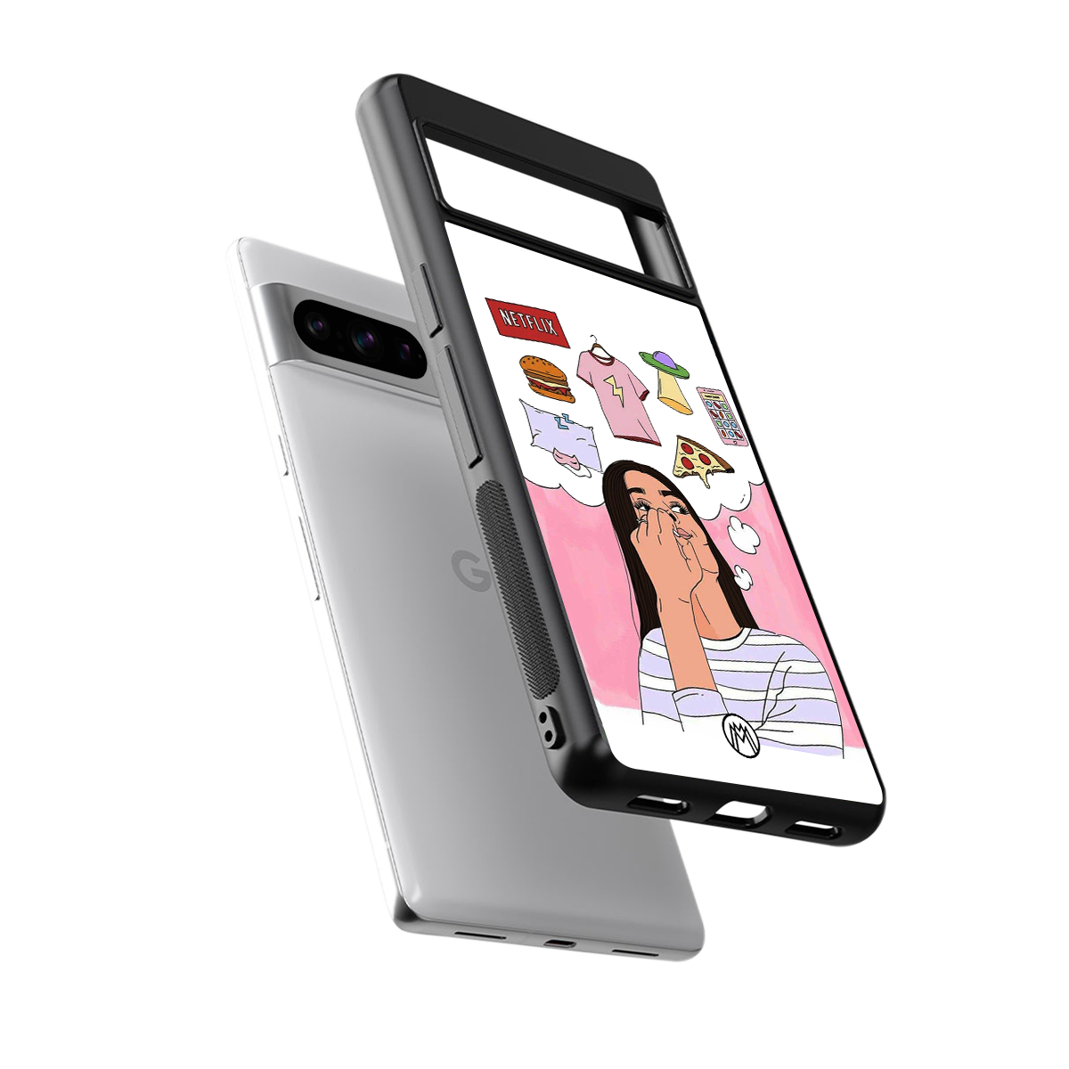 netflix and chill back phone cover | glass case for google pixel 8 pro