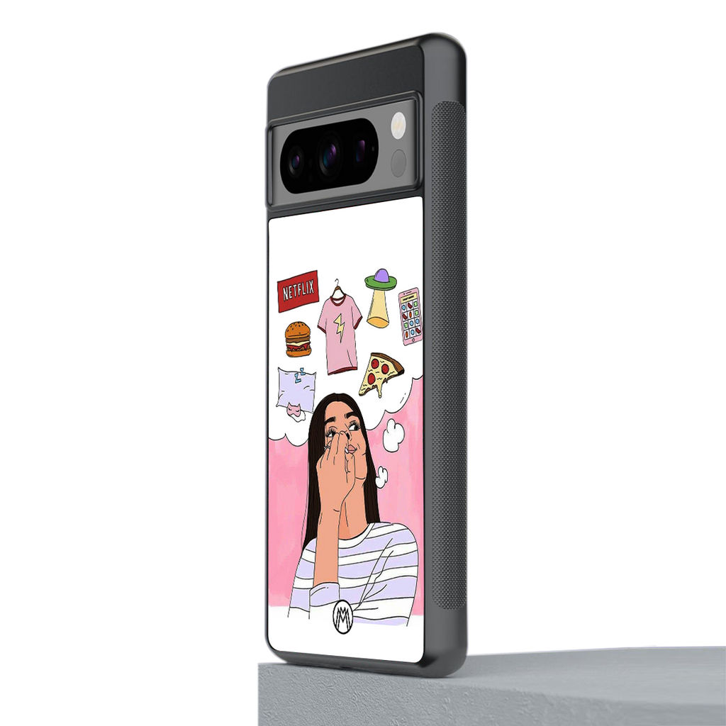 netflix and chill back phone cover | glass case for google pixel 8 pro