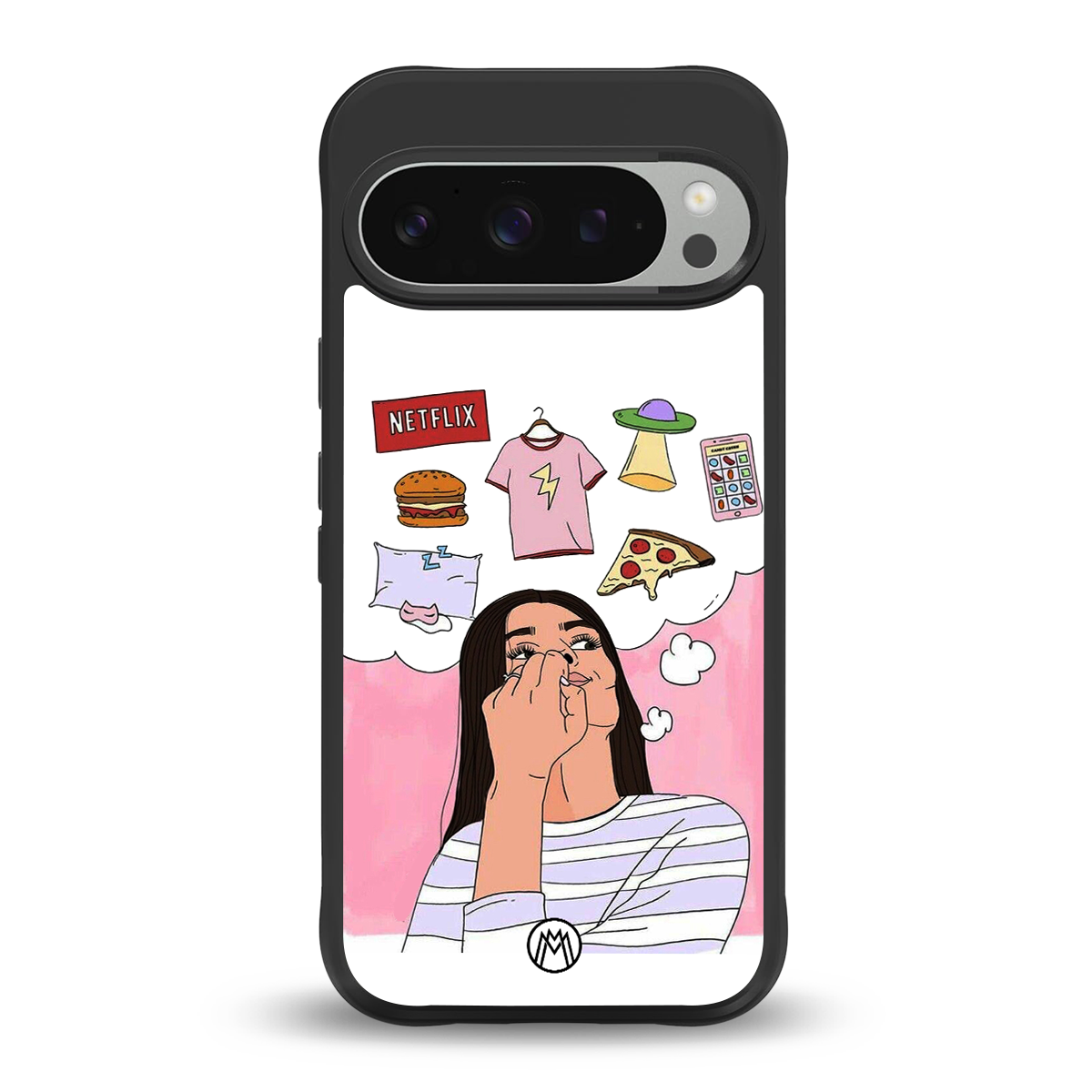 netflix and chill back phone cover | glass case for google pixel 9 pro