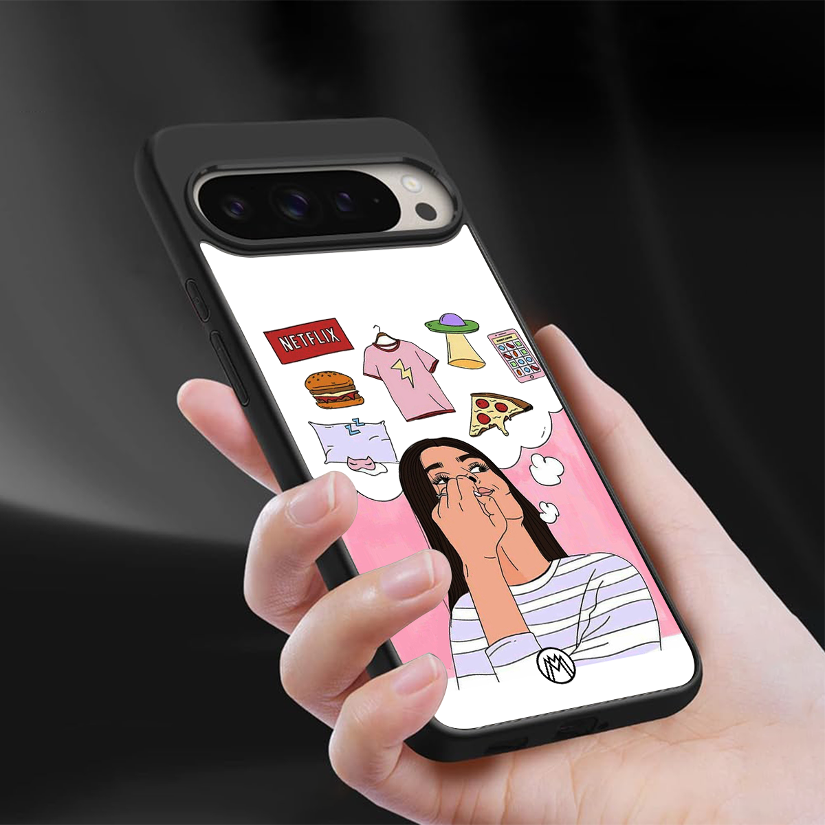 netflix and chill back phone cover | glass case for google pixel 9 pro xl