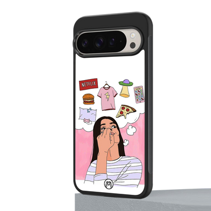 netflix and chill back phone cover | glass case for google pixel 9 pro