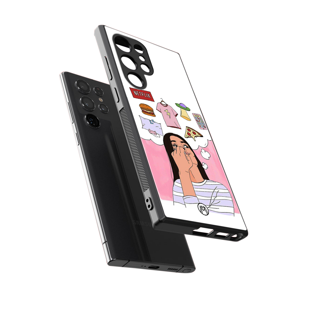 netflix and chill back phone cover | glass case for samsung galaxy s23 ultra