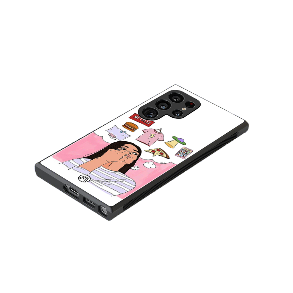 netflix and chill back phone cover | glass case for samsung galaxy s24 ultra