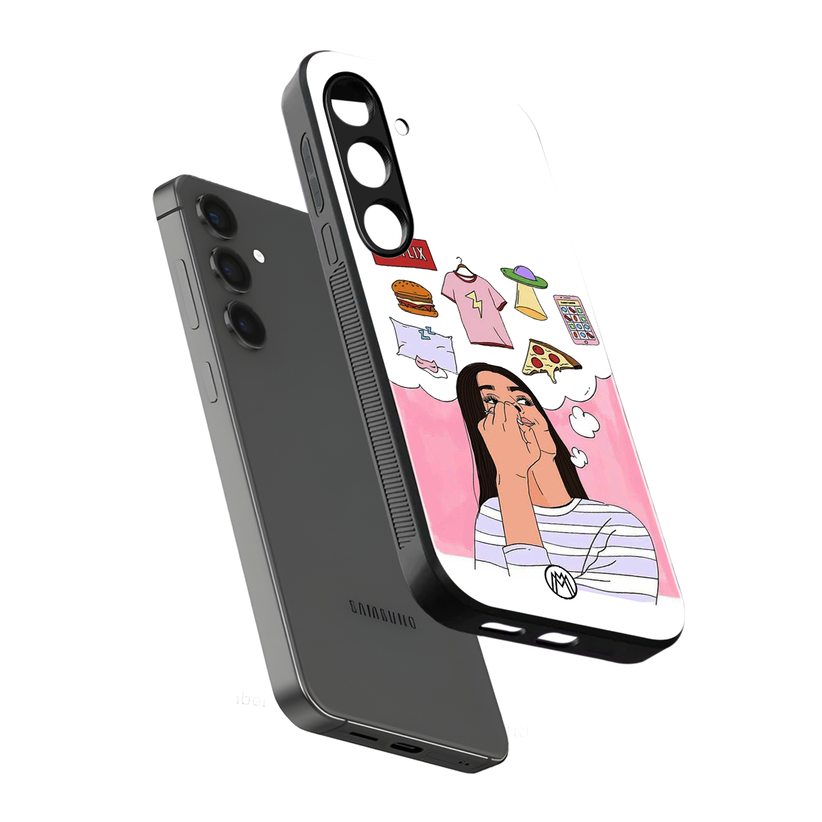 netflix and chill back phone cover | glass case for samsung galaxy s24 fe