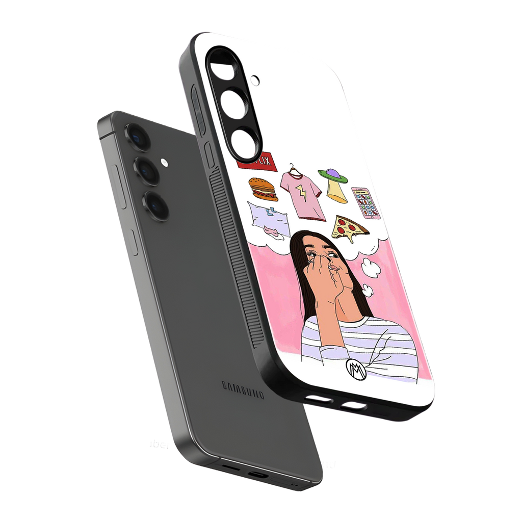 netflix and chill back phone cover | glass case for samsung galaxy s24 plus
