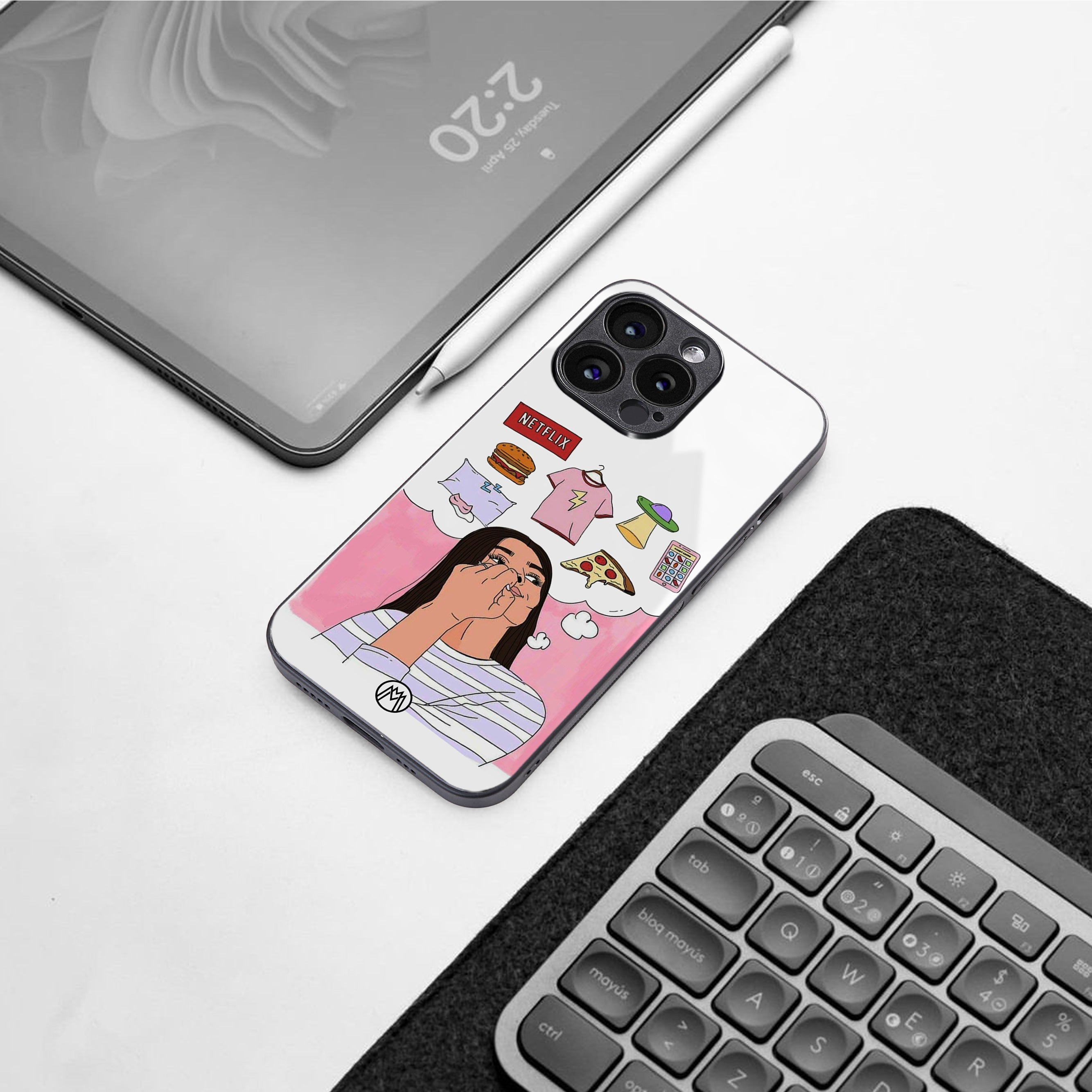 netflix and chill back phone cover | glass case for iphone 15 plus