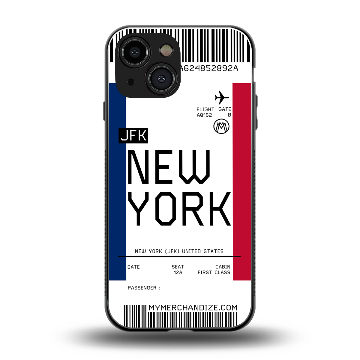 new york boarding pass back phone cover | glass case for iphone 13 mini