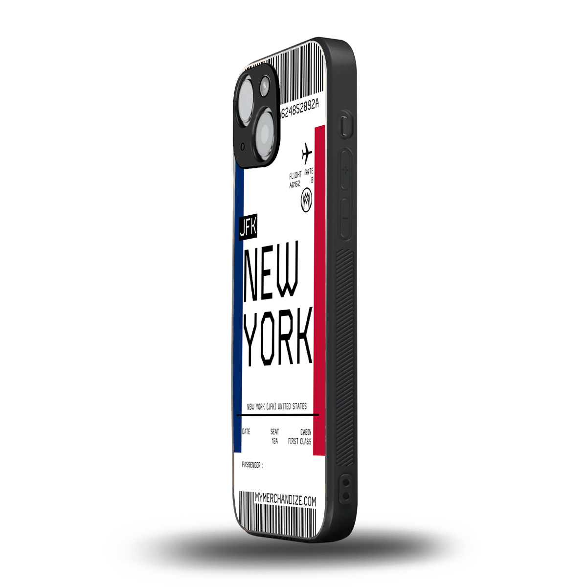 new york boarding pass back phone cover | glass case for iphone 13 mini