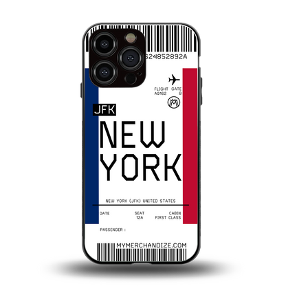 new york boarding pass back phone cover | glass case for iphone 13 pro max