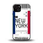 new york boarding pass back phone cover | glass case for iphone 13
