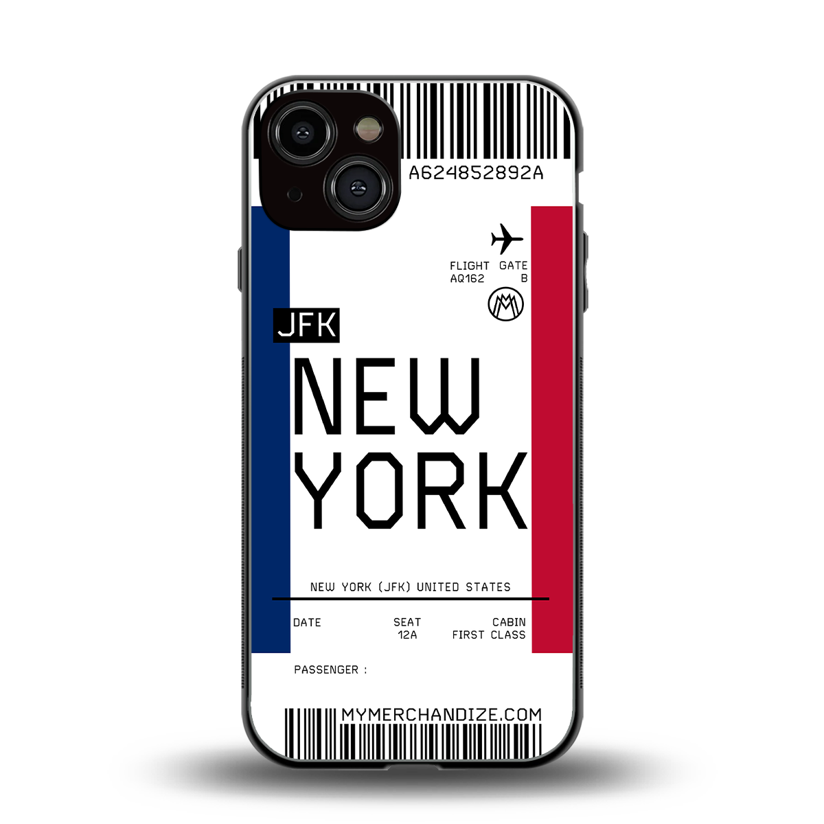 new york boarding pass back phone cover | glass case for iphone 13
