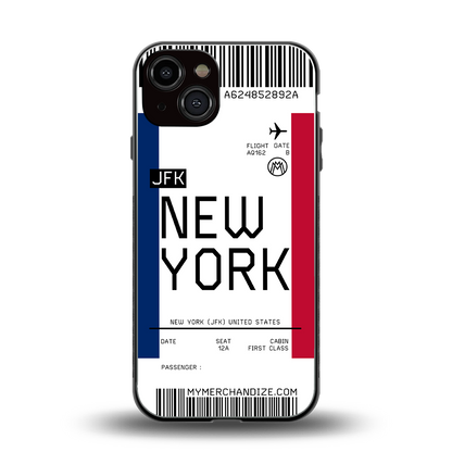 new york boarding pass back phone cover | glass case for iphone 13