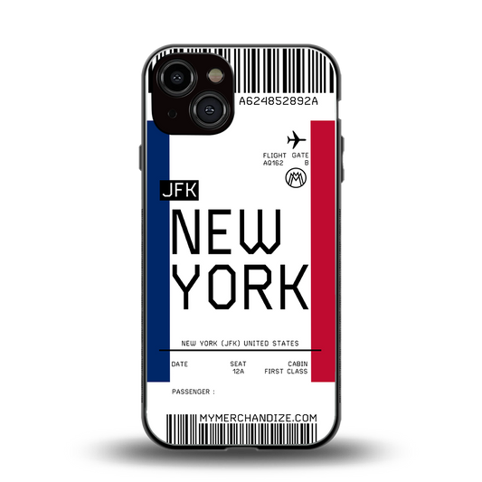 new york boarding pass back phone cover | glass case for iphone 13