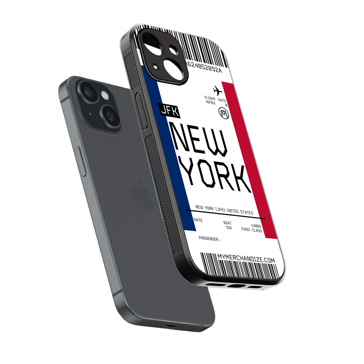 new york boarding pass back phone cover | glass case for iphone 13