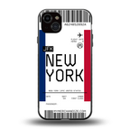 new york boarding pass back phone cover | glass case for iphone 14 plus