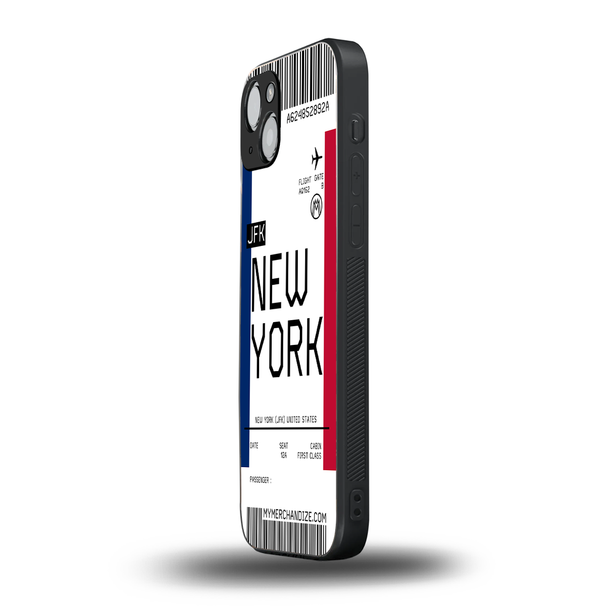 new york boarding pass back phone cover | glass case for iphone 14 plus