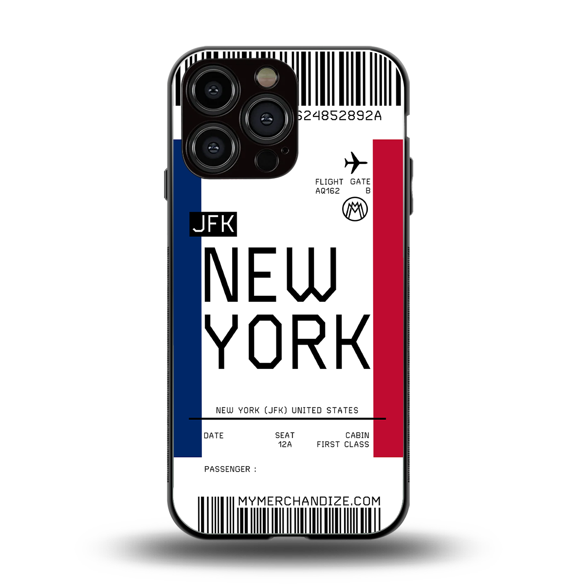 new york boarding pass back phone cover | glass case for iphone 15 pro max