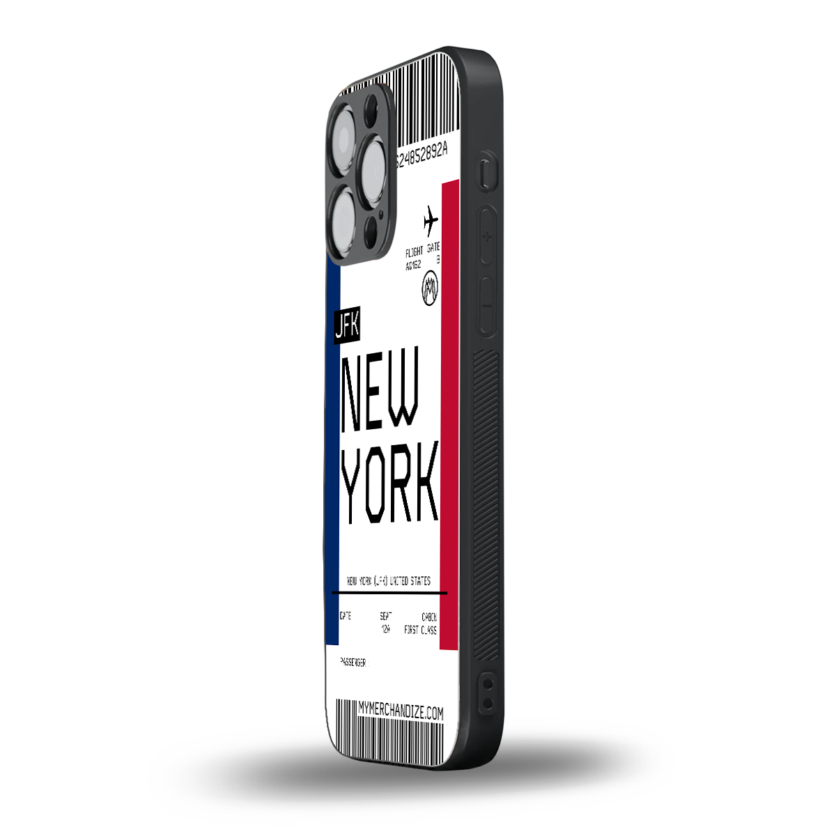 new york boarding pass back phone cover | glass case for iphone 15 pro max