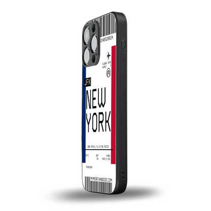 new york boarding pass back phone cover | glass case for iphone 14 pro max