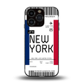 new york boarding pass back phone cover | glass case for iphone 15 pro
