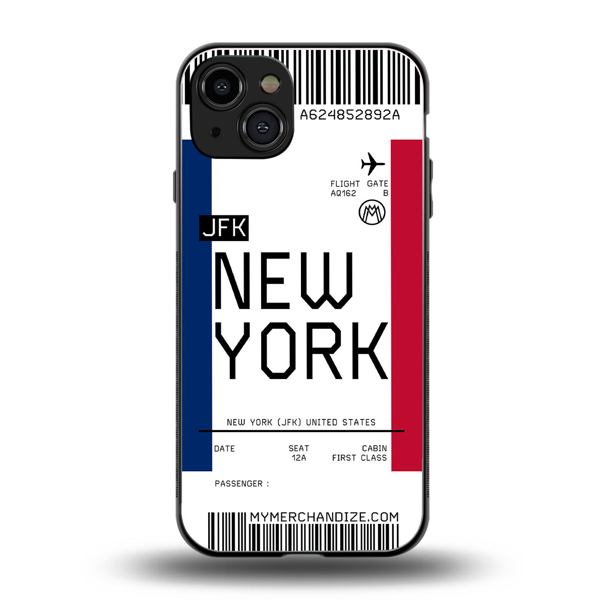 new york boarding pass back phone cover | glass case for iphone 15