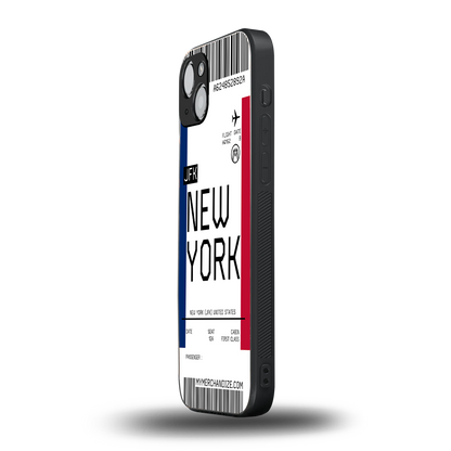 new york boarding pass back phone cover | glass case for iphone 14