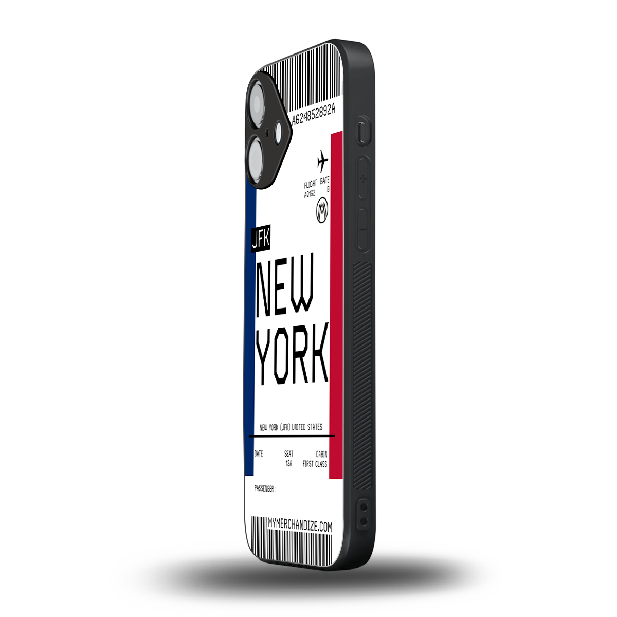 new york boarding pass back phone cover | glass case for iphone 16 plus