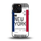 new york boarding pass back phone cover | glass case for iphone 16 pro