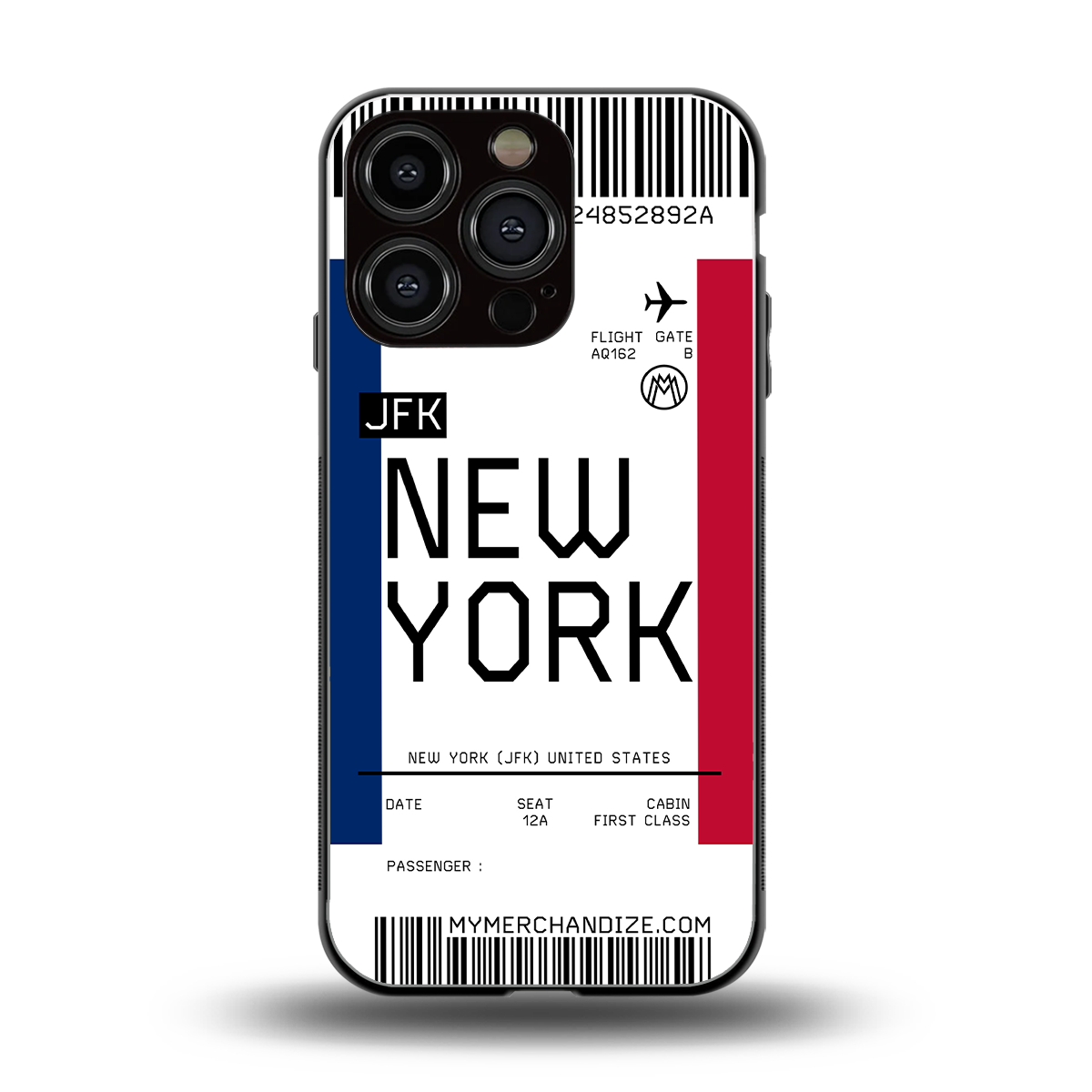 new york boarding pass back phone cover | glass case for iphone 16 pro