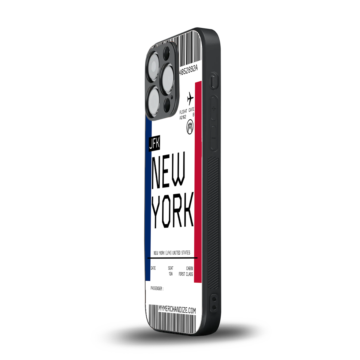 new york boarding pass back phone cover | glass case for iphone 16 pro