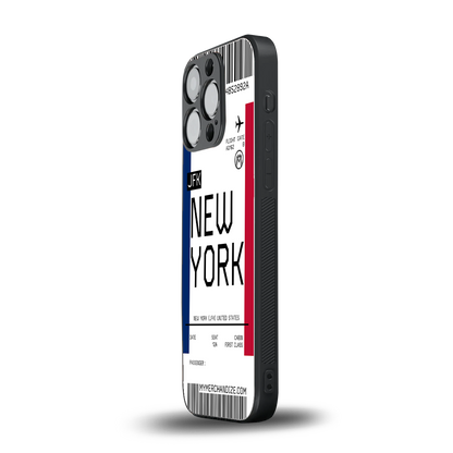 new york boarding pass back phone cover | glass case for iphone 16 pro