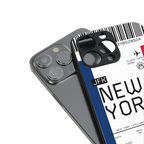 new york boarding pass back phone cover | glass case for iphone 14 plus