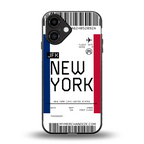 new york boarding pass back phone cover | glass case for iphone 16