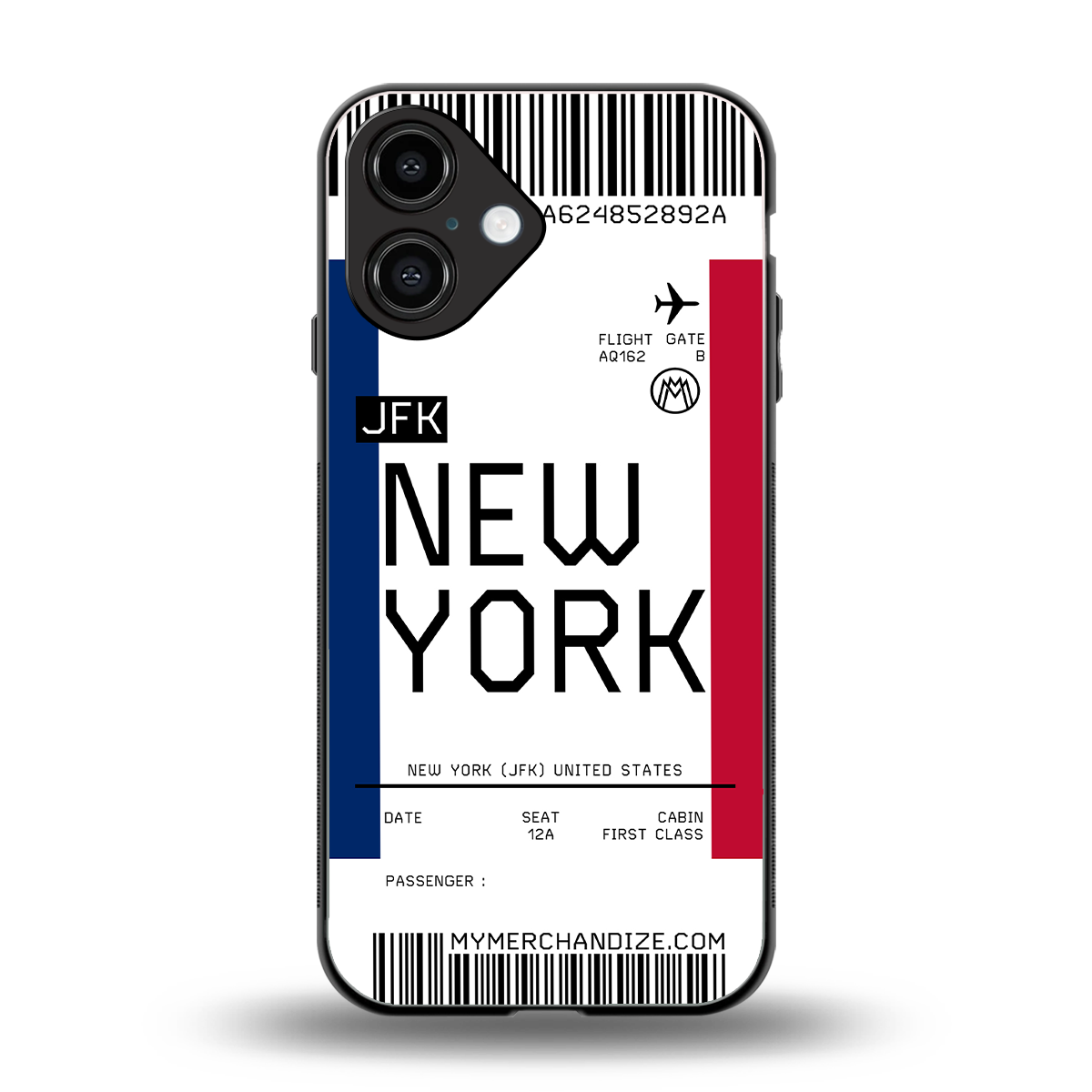 new york boarding pass back phone cover | glass case for iphone 16