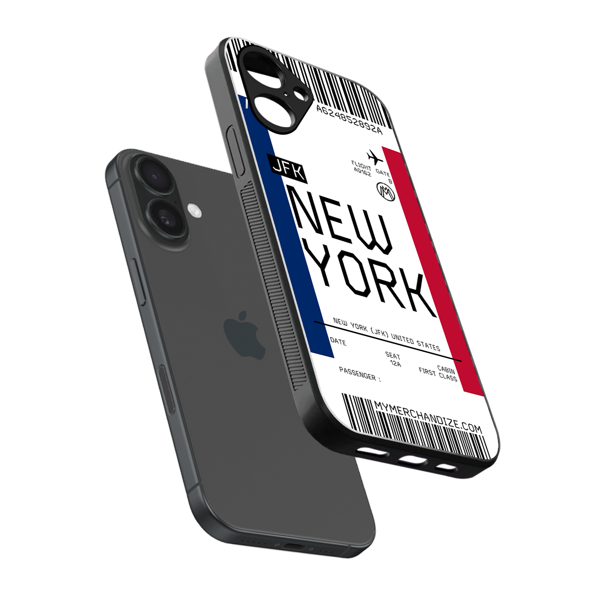 new york boarding pass back phone cover | glass case for iphone 16