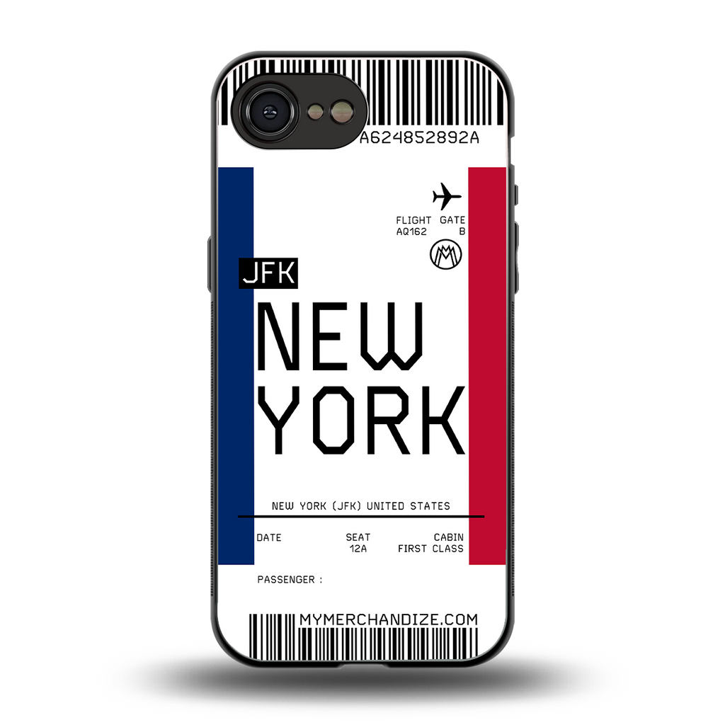 new york boarding pass back phone cover | glass case for iphone 16e
