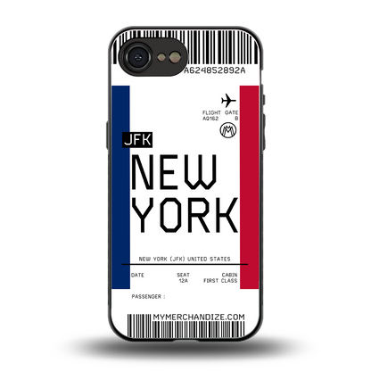 new york boarding pass back phone cover | glass case for iphone 16e