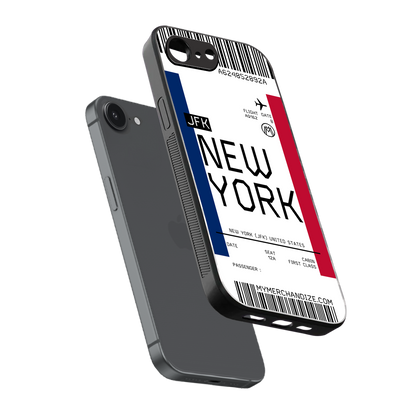 new york boarding pass back phone cover | glass case for iphone 16e