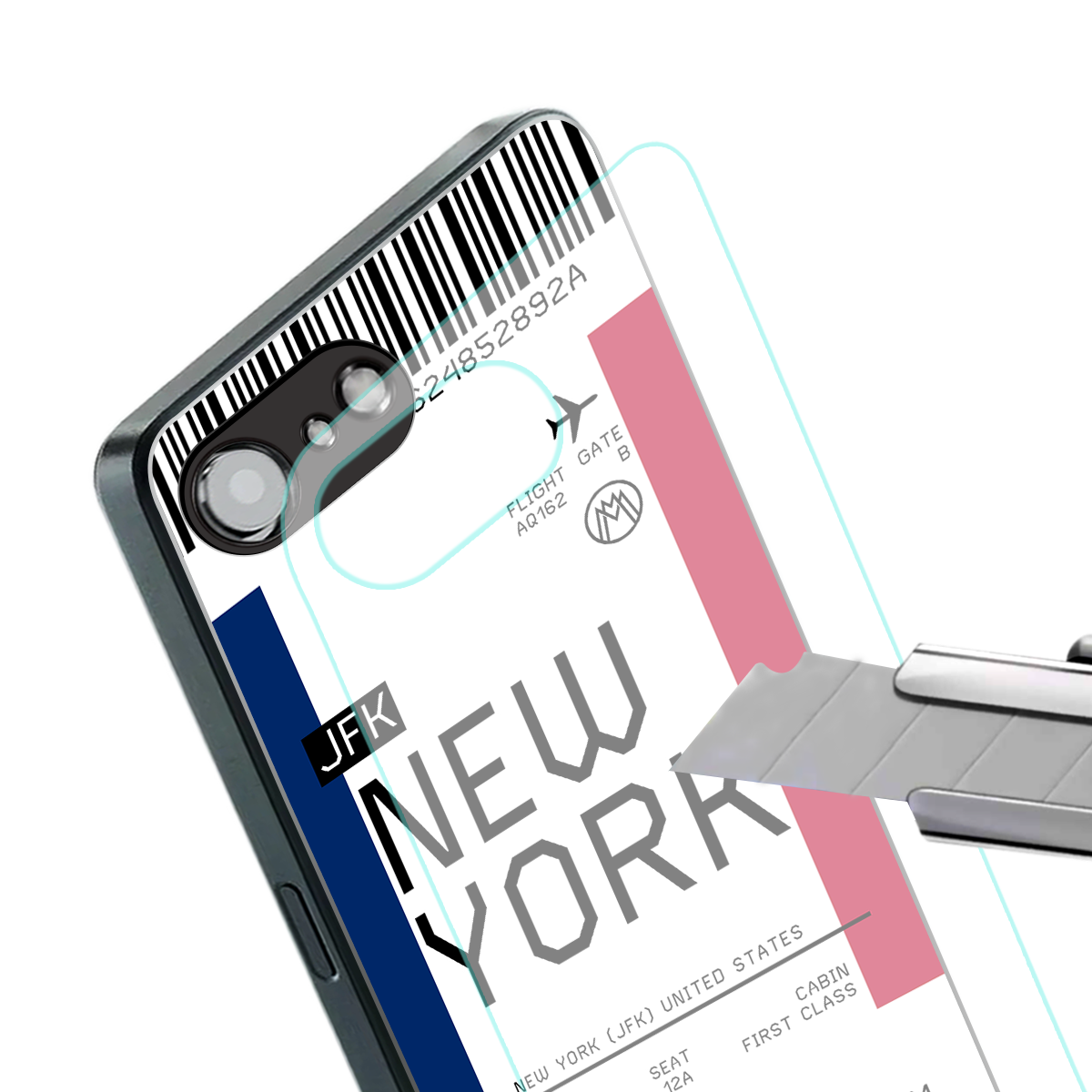 new york boarding pass back phone cover | glass case for iphone 16e