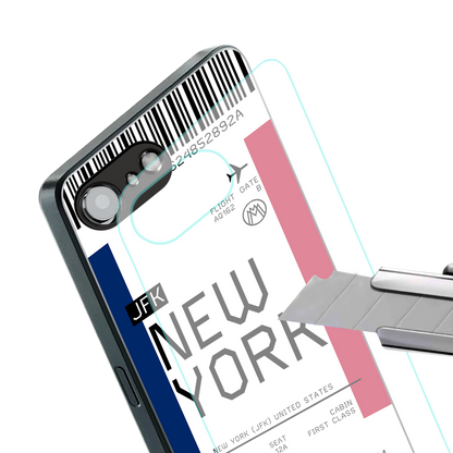new york boarding pass back phone cover | glass case for iphone 16e