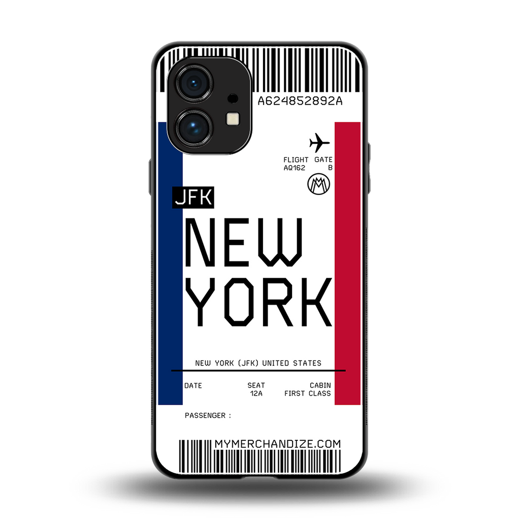 new york boarding pass back phone cover | glass case for nothing phone 1